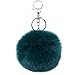 Unpafcxddyig 16 Pieces Pom Pom Keychains Soft Faux Rabbit Fur Fluffy Ball Pompoms Keyring for Women Bag Accessories,Silver ring
