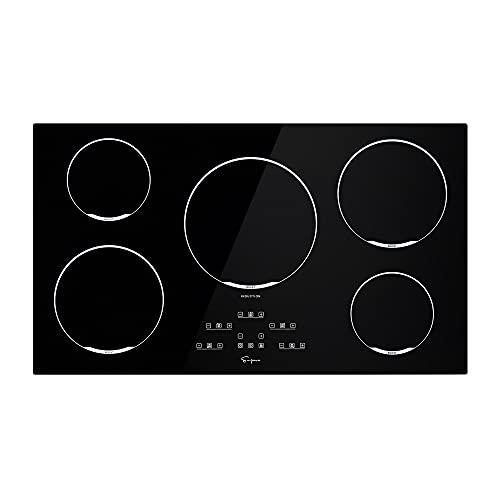 Empava 36' Electric Induction Cooktop Built-in Modular Stovetop with 5 Elements 9 Power Level Boost Burners in Black Vitro Ceramic Glass, 36 Inch