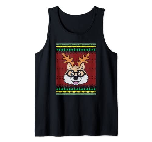 Shiba Inu Lindo Akita Perro Amante Navidad Vacaciones Camiseta sin Mangas