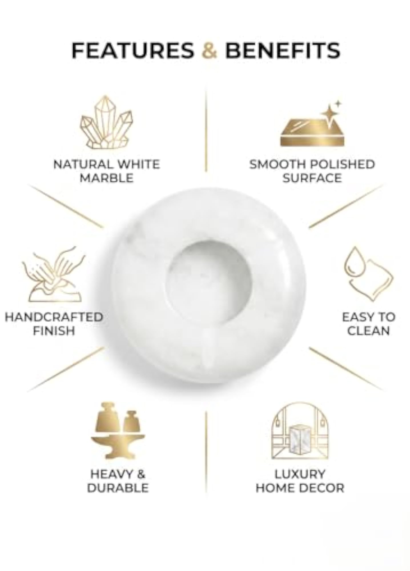 Marble Ashtray, Round Stone Decorative Tray