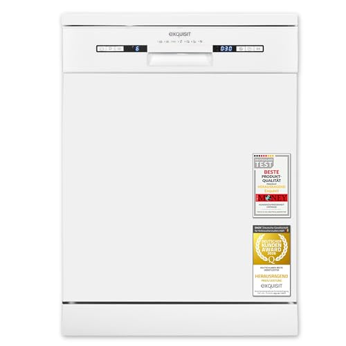 Exquisit START Geschirrspüler 60 cm, 13 Maßgedecke, Unterbaufähig, 11 Liter, Startzeitvorwahl, Restlaufanzeige, 7 Spülprogramme, GSP9313-030E weiss