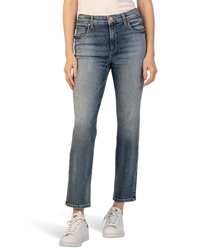 KUT from the Kloth Reese High-Rise Fab Ab Ankle Straight Regular Hem Jeans in Taught