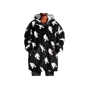 Bigfoot Gifts Big Foot Sasquatch Blanket Hoodie Wearable Hooded Blanket, One Size