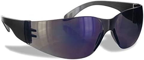 Diablo Blue Mirror Safety Glasses for Men/Women | ANSI Certified Eye Protection Glasses and Protective Eyewear | Anti-Scratch Coating and Wrap Around One-Piece Design Work Glasses- 12 Pack