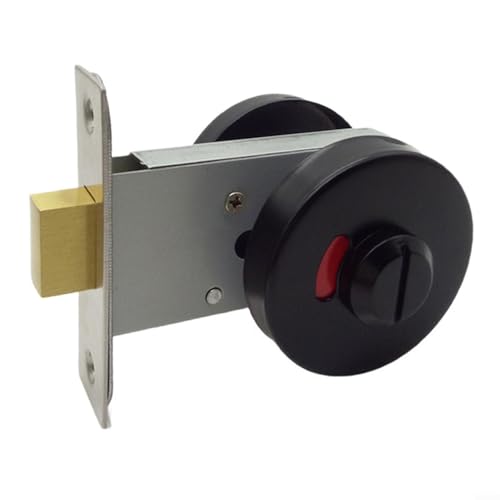 Cerradura de puerta de inodoro de acero inoxidable 304 con indicador libre/ocupado, inoxidable, para baño y aseo, fácil montaje, adecuado para baños públicos y baños, color plateado (negro y negro)