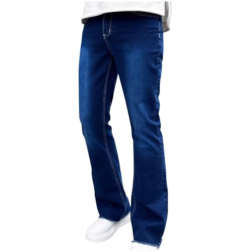 Finelylove Jeans for Men Stretch Fit Low Rise Bootcut Jeans Slim Fit Wash Denim Pants Fashion Streetwear Trousers3