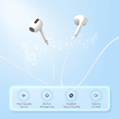 Image of 2 Pack USB C Wired Headphones for iPhone 17 /16 /15 Pro Max Earbuds | In-Ear Type C Earphones, Mic & Volume Control, Compatible with iPhone 17 /16 /15 Pro /Air /Plus, iPad Pro, White