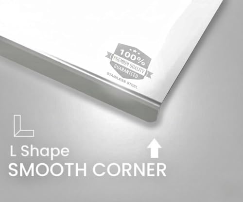 Image of Premium Countertop Stainless Steel Chopping Board 35.5 x 31 cm | Food Grade, Rust-Free, Non-Slip Cutting Board | Round Edge, Counter Top, for Vegetables, Meat, Fish, Fruits, Kitchen Use