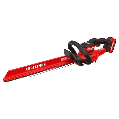 CRAFTSMAN V20 22 in. Hedge Trimmer Cordless with 2Ah Battery and Charger Lightweight Brushless RP Bush Trimmer with Hedge Sweep Attachment Longer Runtime Up to 2X More Power (CMCHT830D1)
