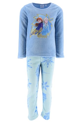 Frozen Disney Mädchen Fleece Pyjama Set mit Die Eiskönigin ELSA und Anna Motiv Langarm Zweiteiliger Nachtwäsche (DE/NL/SE/PL, Numerisch, 116,...