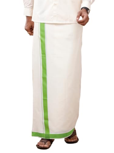 Image of RAMRAJ COTTON Men Black Fancy Border Single Layer Dhoti Crafted For Festive Occasions And Classic Ethnic Style