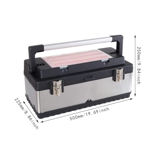 LOVIVER Fishing Tackle Box Portable Tool Box with Handle Stainless Steel Large Space Carry Case Container for Mechanical Repairs Home - Image 2