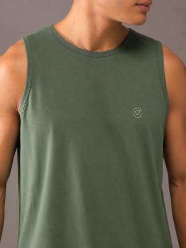 Image of CHKOKKO Sleeveless T-Shirt for Men Sando Tank Top Premium Cotton Blend Cut Sleeves Shirt as Casual, Lounge or Beach Wear Tshirt Muscle Fit Vest in Plain Round Neck