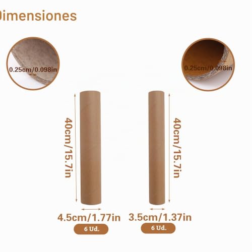 Miniatura 2 de 12 Piezas Tubos De Cartón 40x3,5cm Y 40x4,5cm Rollo De Papel Para Manualidades Cardboard Tube Craft Roll Para Proyectos Creativos Hechos A Mano