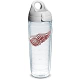 Tervis 1066939 NHL Detroit Red Wings Water Bottle with Grey Lid, Emblem, 24 oz, Clear by Tervis