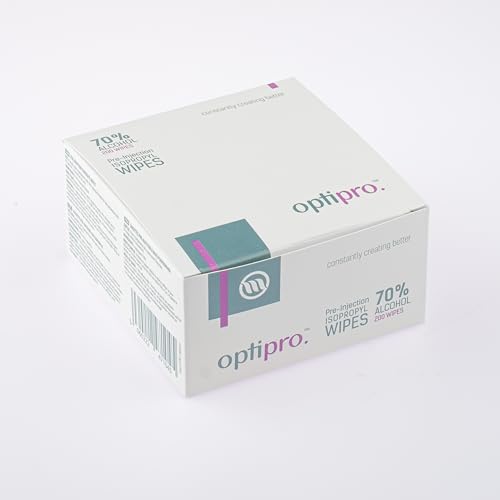 OptiPro Isopropyltücher mit 70% Alkohol | 200 Stück einzeln verpackt | Reinigungstücher | Einweg-Vorinjektionstücher | Desinfektionstücher | leicht aufreißbare Verpackung | Allzwecktücher
