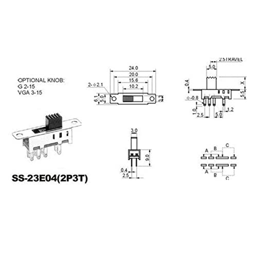 Micro Interrupteur SS23E04 double interrupteur bascule glissière 8 pins 5mm - 4