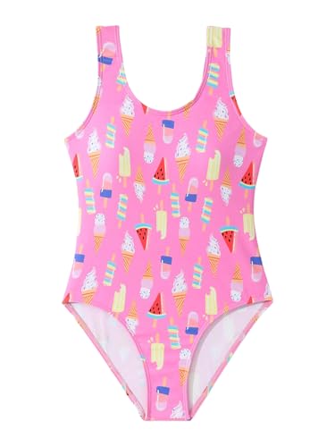Verdusa Girl's Cute Graphic One Piece Swimsuit Sleeveless Summer Bathing Suit