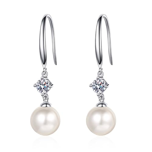 Boucles d'oreilles Moissanite 0.6ct StarGems en argent 925 plaqué platine au design raffiné