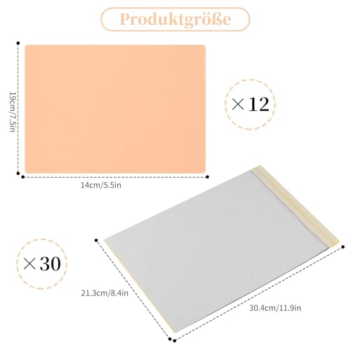 32 Stück Tattoo Übungshaut und Tattoo Transferpapier Set, 20 Blatt Tattoo Stencil Papier 12 Stück Kunsthaut Tattoo für Temporäre Tattoo Schablonen ohne Motiv Für Anfänger Und Erfahrene Tätowierer
