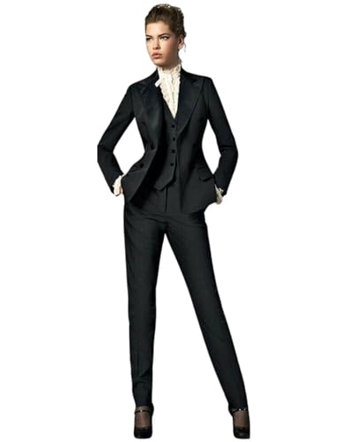 Women's Three Pieces Suit Lady Business Casual Office Slim Fit Jacket Vest Pants Set