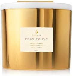 Thymes Frasier Fir Gilded Gold 3-Wick Candle - Scented Candle with a Crisp Just-Cut Forest Fragrance - Luxury Home Fragrance - Elegant Holiday Candle - Gold Jar Candle (17 oz) - Thumbnail 2