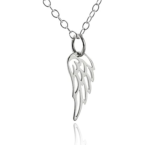 Sterling Silver Tiny Angel Wing Charm Pendant Necklace, 18 Inch Chain Cover