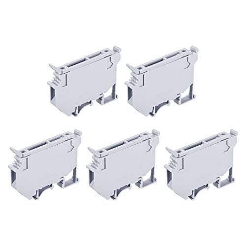 MECCANIXITY DIN Rail Mount Fuse Holder Terminal Blocks Screw Type Grey UK5 Pack of 5