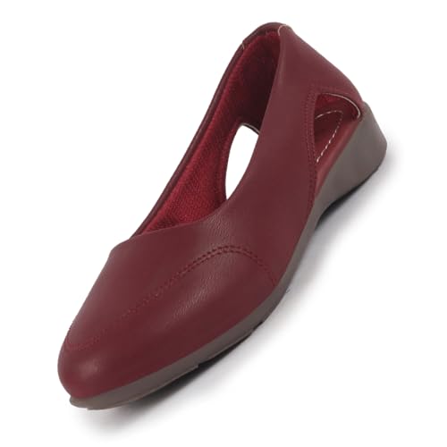 Image of FAUSTO Women Stylish Backless Casual Ballets | Low Heel Cut-Out Slip-On Ballerinas | Comfortable Walking Flats Sandals | Memory Cusion Insole