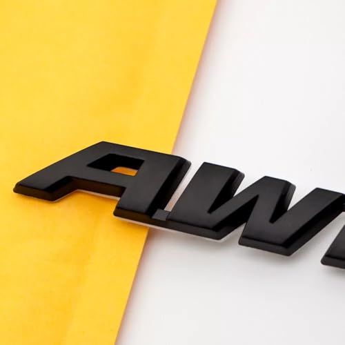 Image of 2pcs Metal Small AWD Emblem All Wheel Drive Logo Side Tailgate Wing 4wd Badge (Matte Black)