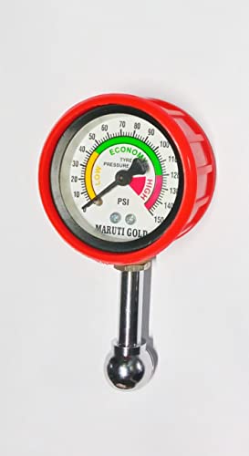 Image of Seahorse Polymers Tyre Pressure Gauge with 150Psi Analogue Meter for Car, and Bike (Set of 1) (BZ4089)