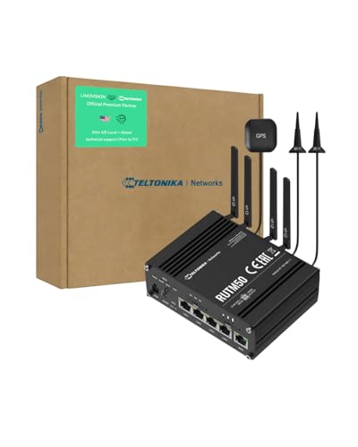 Image of LINOVISION Teltonika RUTM50000000 Industrial 5G Cellular Router, 5G LTE Router with 5 Gigabit Ethernet Ports, Dual SIM Auto-Failover, Certified by Verizon /AT&T /T-Mobile, North America Version | North America RUTM50, Carrier-Certified, Up to 3.4 Gbps, WI-FI 802.11ac