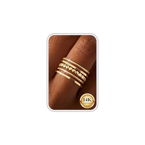 Bague femme argent et or 14K Kakonia : lot de 5 bagues de fiançailles empilables en zirconium