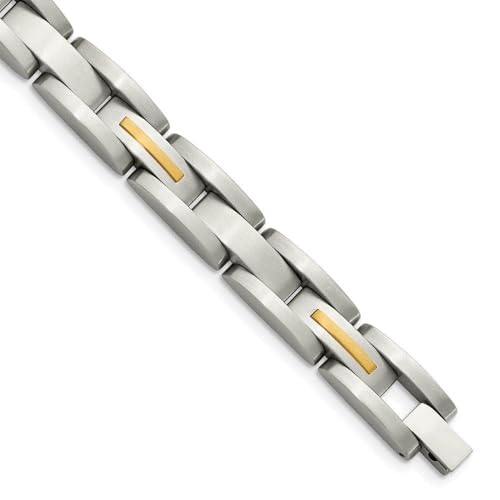 The Black Bow Men's Stainless Steel & 14k Yellow Gold Inlay Link Bracelet, 8 Inch