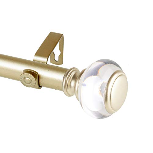 Rod Desyne 1" Lilian Single Curtain Rod, 28-48 inch, Light Gold