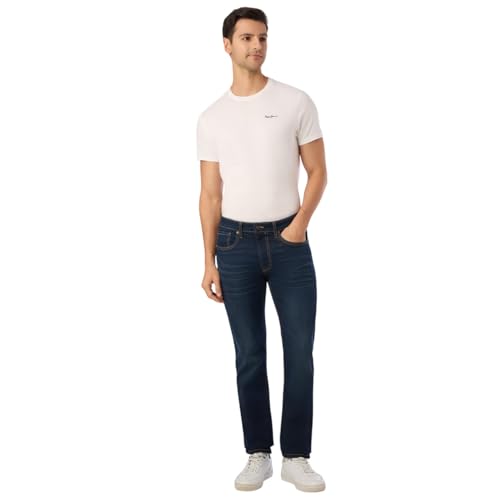 Image of Pepe Jeans Men's Straight Fit Jeans|Mid Rise |Stretchable Fabric| Jeans for Men | Available in Plus Size