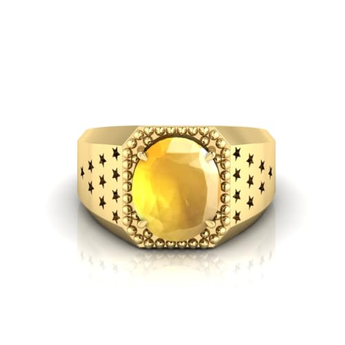 Bague en saphir jaune 8 Ratti Panchdhatu plaqué or