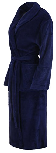 Brandsseller Unisex Bademantel Mikrofaser L/XL – Weicher Morgenmantel mit Schalkragen für Damen & Herren – Hausmantel ideal für Zuhause, Reise & Spa – Marine