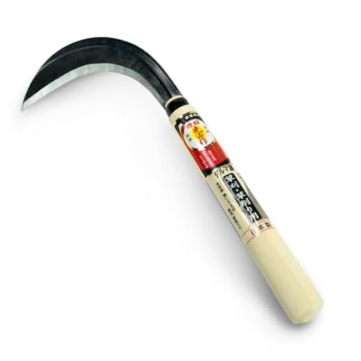 豊稔光山作 Japanese Weeding Tools Gardening, Japanese Weeding Sickle Daruma Sickle Compound Steel(YCS-3), Japanese Garden Tools, Ergonomic Scythe, Machete Sickle Very Sharp - Made in Japan