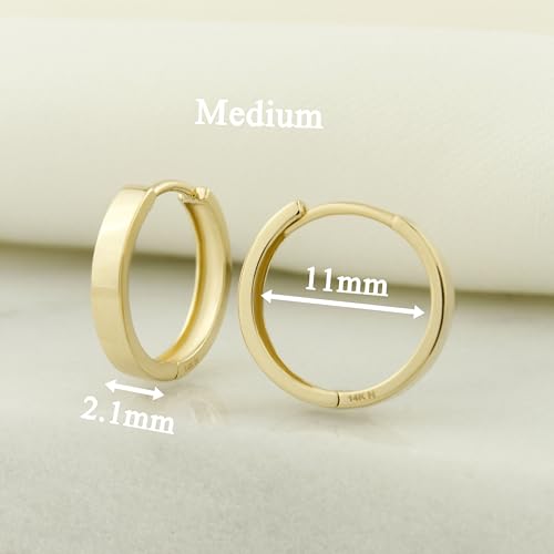 14k Solid Gold Huggie Earrings, Real Gold Earrings, Plain Gold Huggie Hoop Earrings, Simple Gold Huggie2