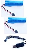 2 Pack 3.7v 2200mAh ICR18650 Rechargeable Battery with SM 2P Plug & Charge Cable