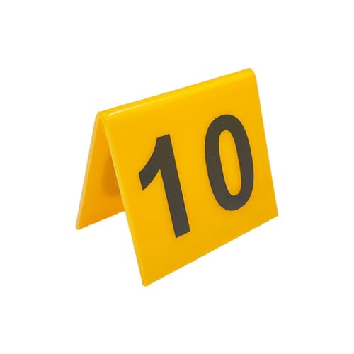Letreros de números del 1 al 40 para mesa de numeración ideal para uso diario con números para mayor durabilidad y práctica. Hecho de eficiencia del material en la gestión (amarillo)