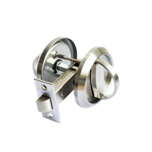 304 Stainless Steel Door Knobs Ring Doors Pulls Corridor Hidden Recessed Cup Handle Install Pocket Door Lock Privacy Sliding Door Latch, 1 Set Doorknos