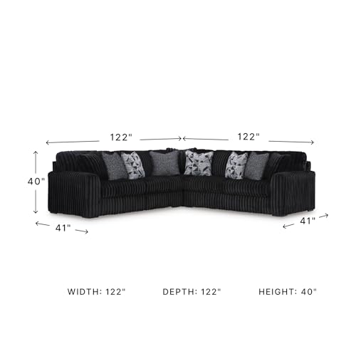 Image of Signature Design by Ashley 5-Piece Jumbo Corduroy Sectional Sofa, Black