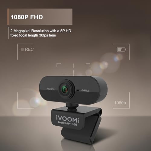 Image of iVOOMi Full HD 1080P 30 FPS Webcam for PC, Auto-Light Balance, 5P FHD Lense, 2.0MP CMOS Sensor, Meetings and Streaming, Auto-Exposure, Built-in Mic for Microsoft Teams, Google Meet, Zoom and More