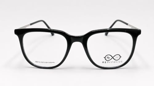 Image of Soft Square Optical Eyeglass Frame for Men & Women, Front with Metal Temples, Clear Demo Lenses, Lightweight Mixed Material Frame, Ribbed Temple Design for Prescription Lens Replacement