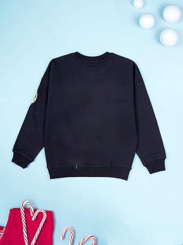 Image of KiddoPanti Boys Solid Round Neck Full Sleeve Fleece Sweatshirt | 60% Cotton 40% Polyester | Soft Warm Winter Pullover | Ribbed Cuffs & Hem | Casual Winter Sweatshirt for Kids