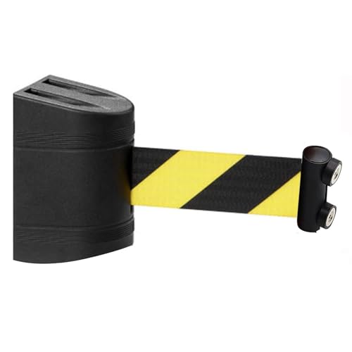 Vaotuoa Barrera de Seguridad retráctil con atracción magnética de Carcasa Negra para Control de multitudes, 2/3/5/10 m, cordón de Seguridad con atracción magnética(A,5M/16FT)