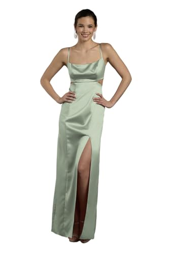 David's Bridal The Edit Studio Satin A-Line Dress with Cutouts, Women’s Formal Dress, Size 0, Dusty Sage