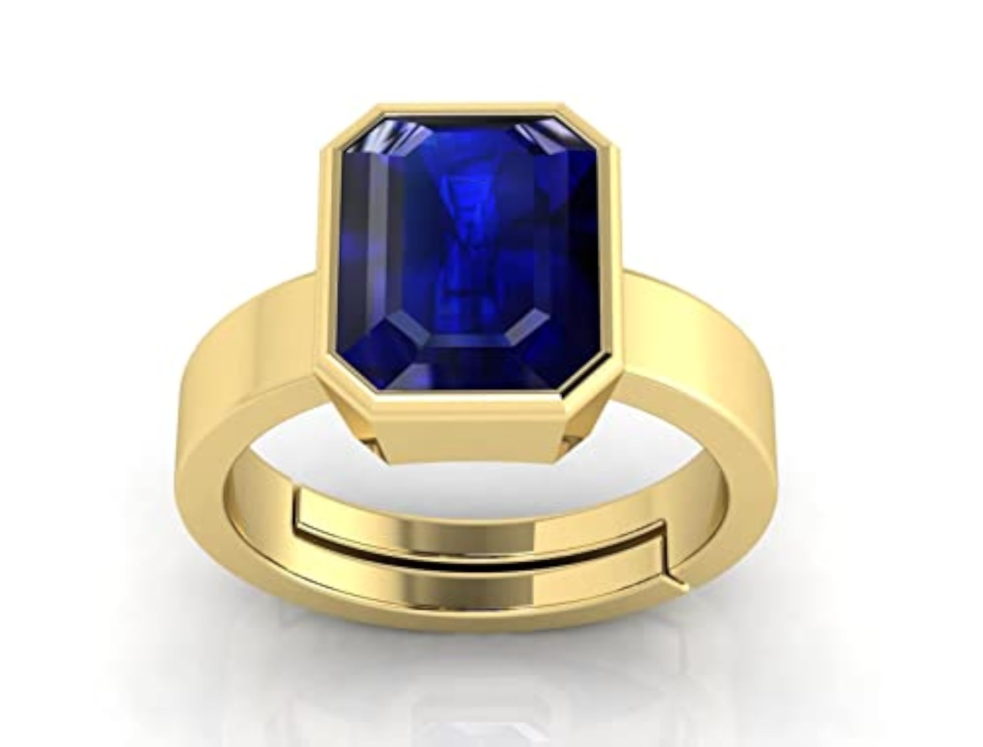 Natural Blue Sapphire Gold Adjustable Ring, Lab Certified